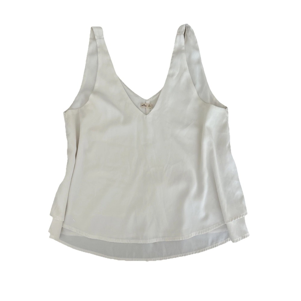 90s Y2K Hollister layered Tank Blouse Cream Sz M Basic Minimalist Closet Staple